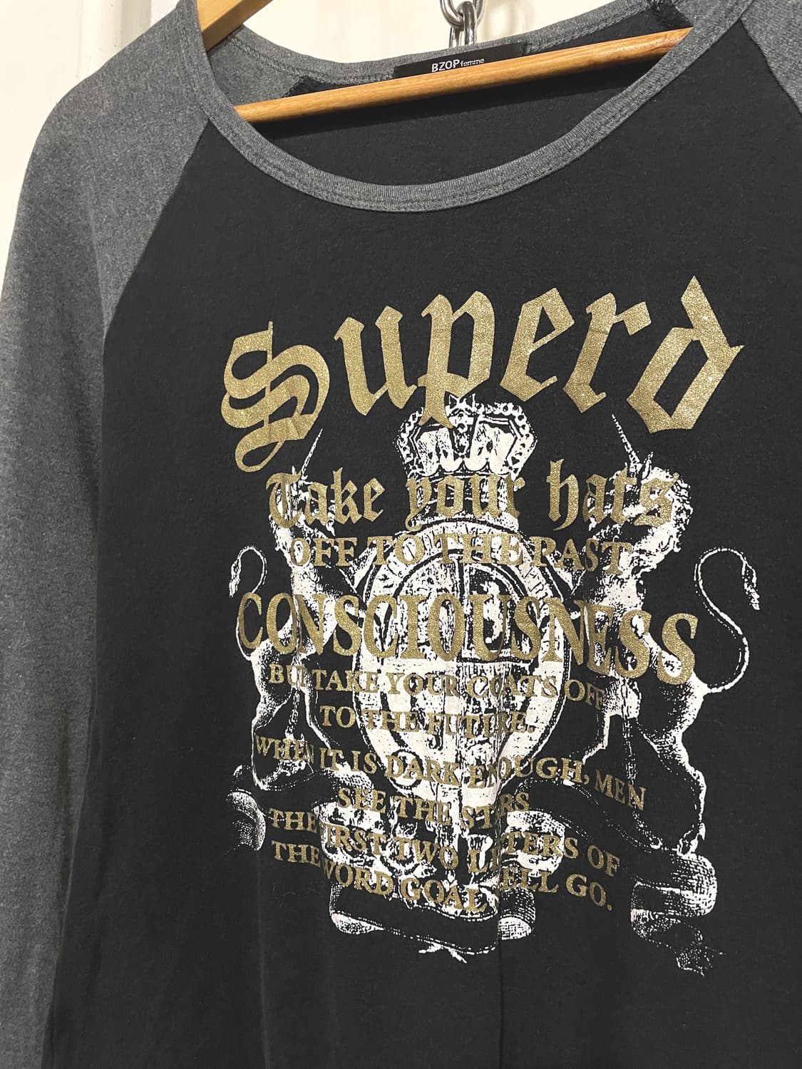 유니콘 프린팅 골드 레터링 블랙 나그랑 롱슬리브 y2k 상품이미지2