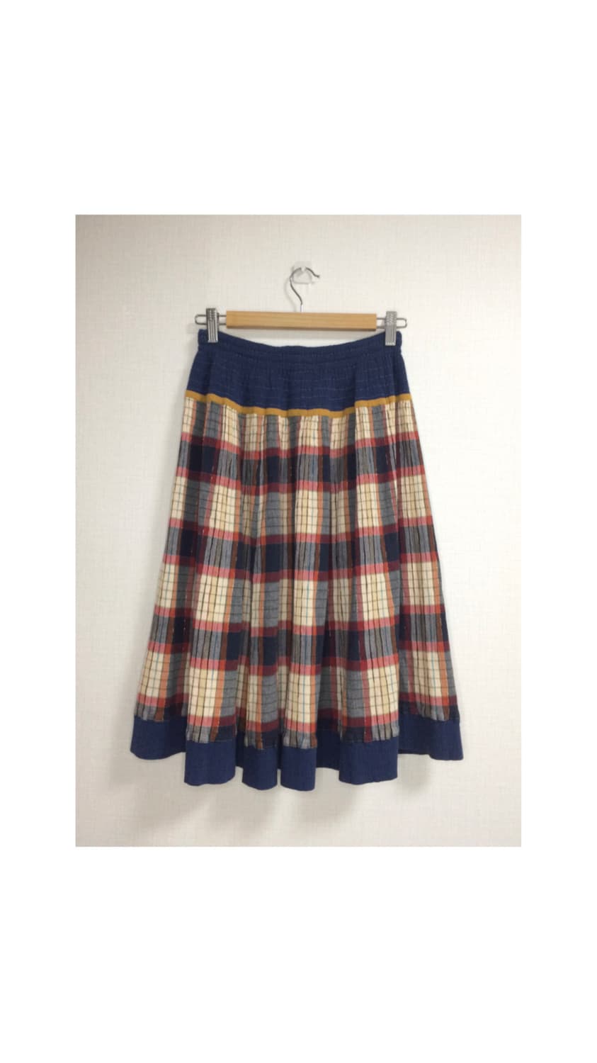 츠모리 치사토 네이비 체크 펄 밴딩 스커트 상품이미지6
