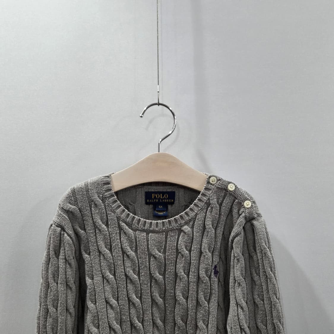 폴로랄프로렌 키즈 케이블 니트 그레이 6X 상품이미지2