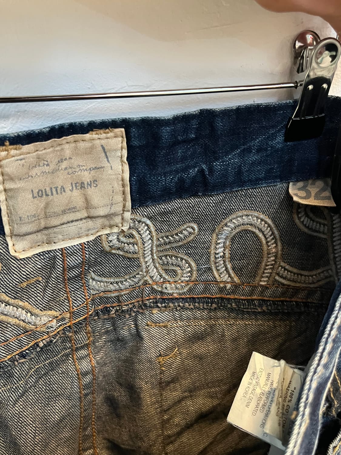 Lolita Jeans 스트레이트 워싱 데님 진 W32 상품이미지4