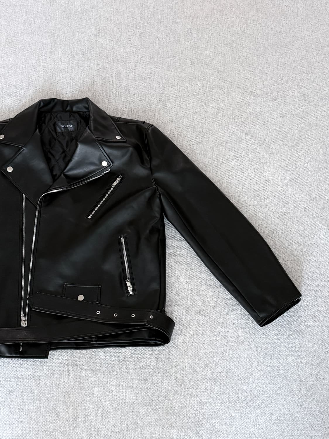 콜릿 MEN 오버핏 마일드레더 라이더자켓 [벨트탈부착] 상품이미지3