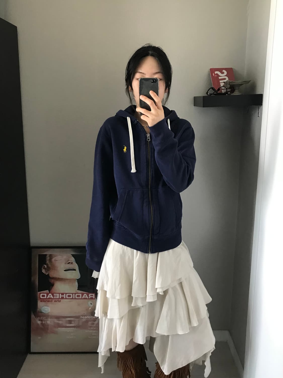 폴로 랄프로렌 포니 로고 헤비 써멀 네이비 후드집업 상품이미지3