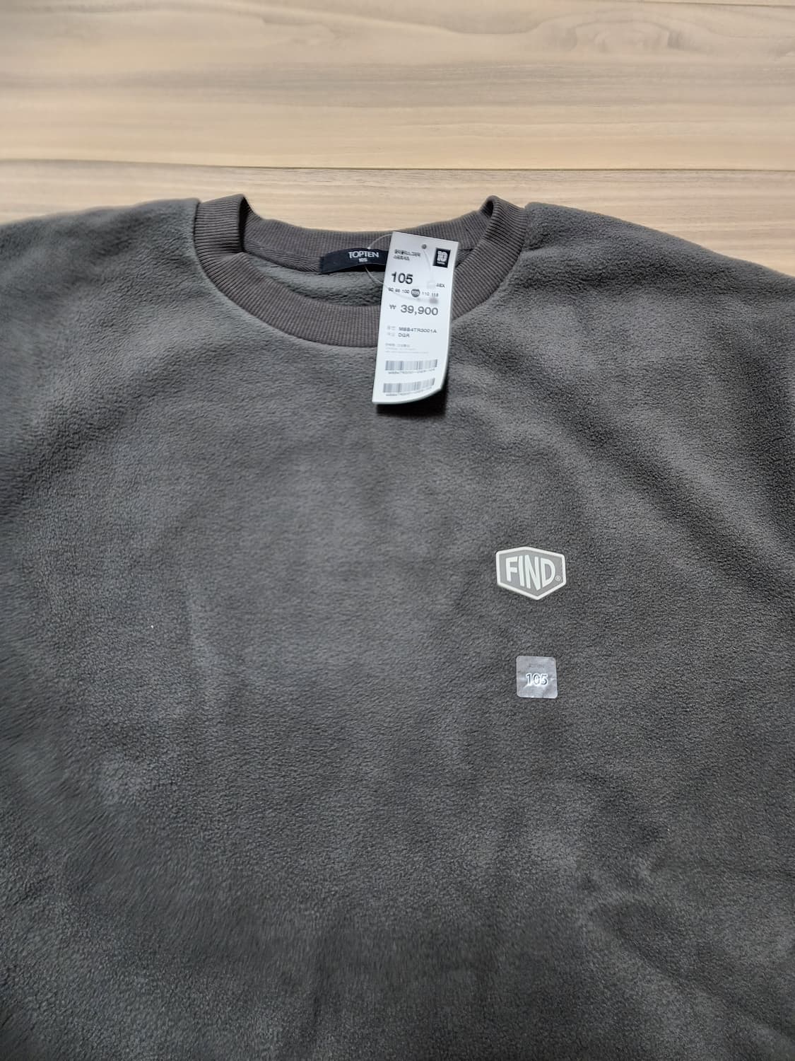 탑테후리스맨투맨다크그레이105사이즈 상품이미지5