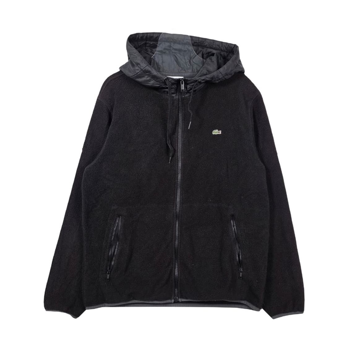 라코스테 쉐르파 플리스 후드 집업 자켓 블랙 상품이미지1