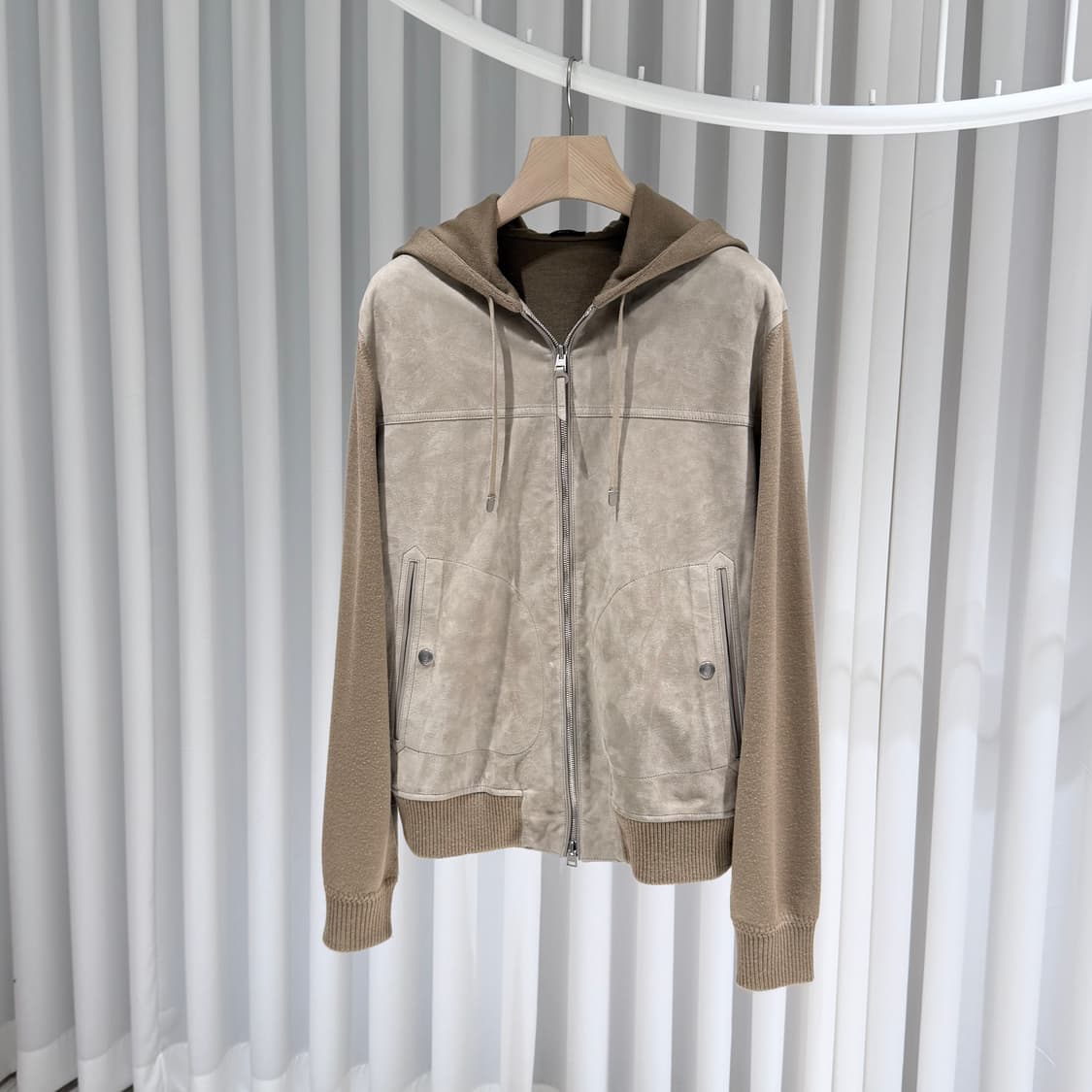 (A+/54) / 톰포드 다크샌드 스웨이드 울 니트 후드집업 상품이미지2