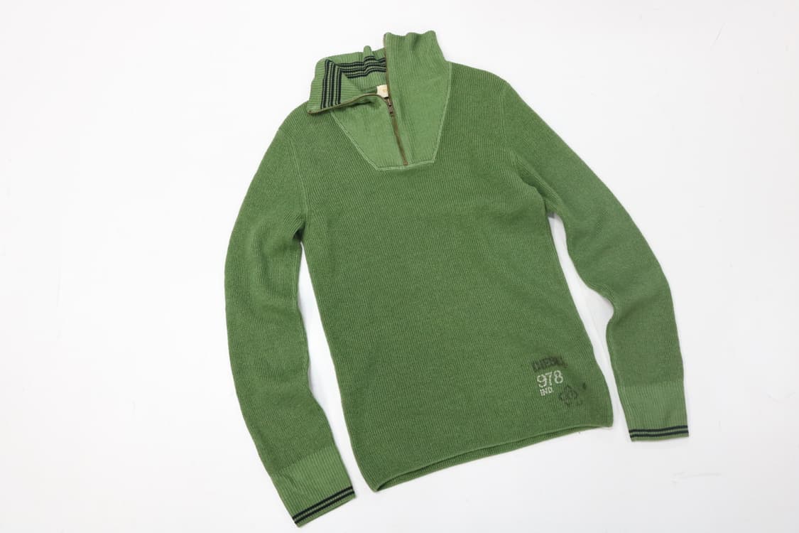 디젤 빈티지 스트라이프 라인 하프집업 울 니트 상품이미지2