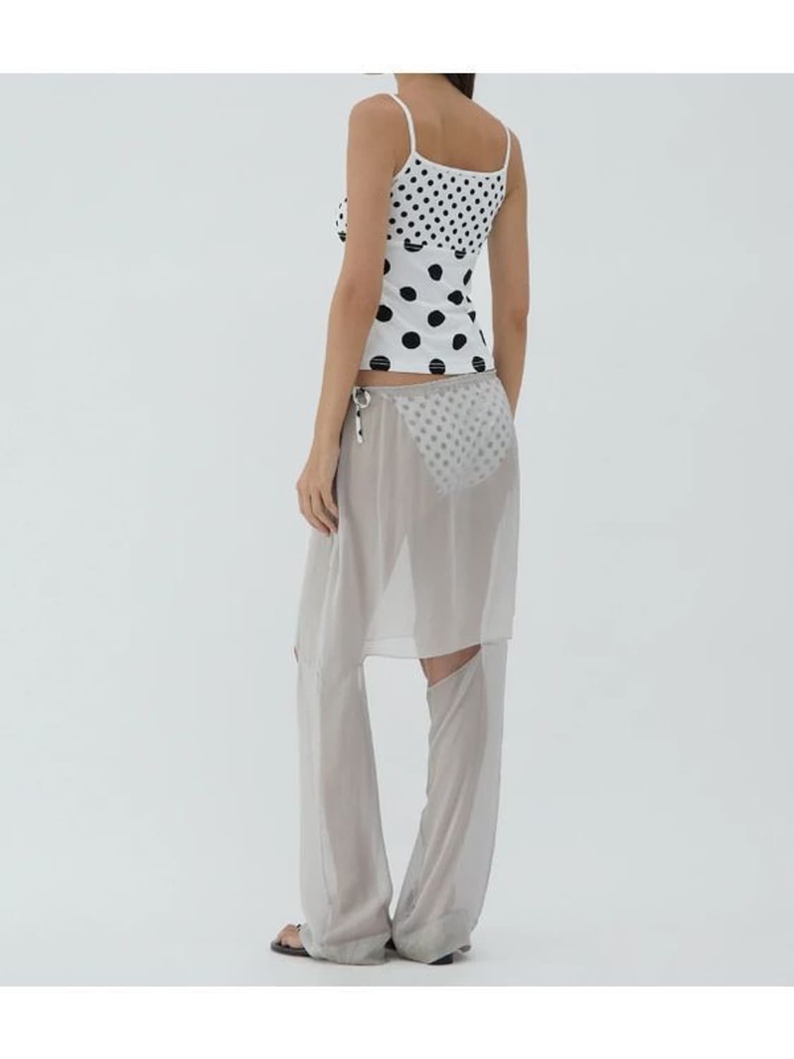 [XS]기마구아스 Soleil 도트 슬리브리스 탑/화이트 상품이미지2