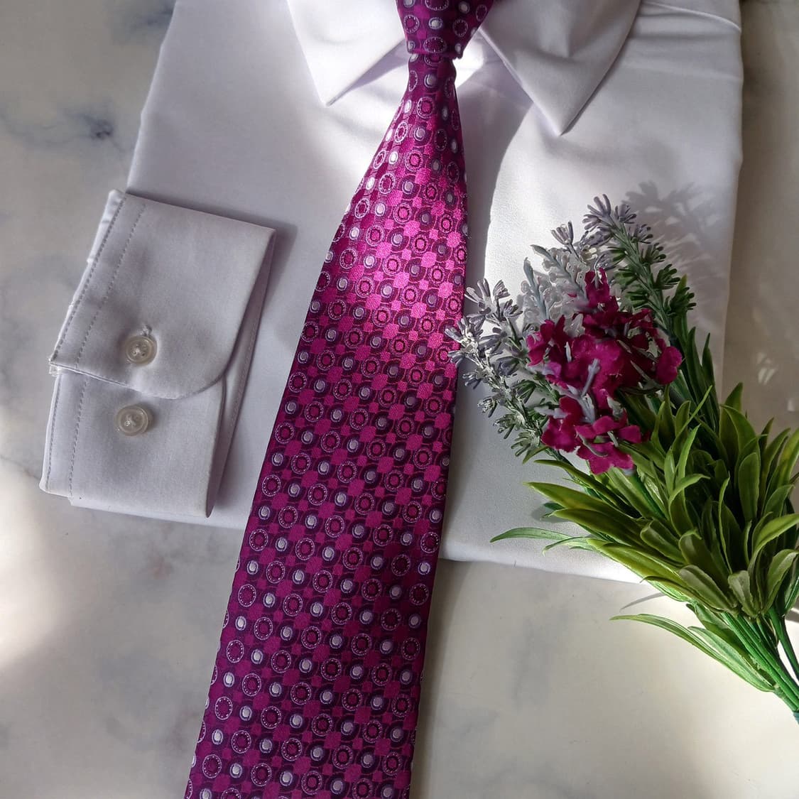 피에르 발망 실크 퍼플 기하 패턴 넥타이 9.3cm A+등급 A19703 상품이미지7