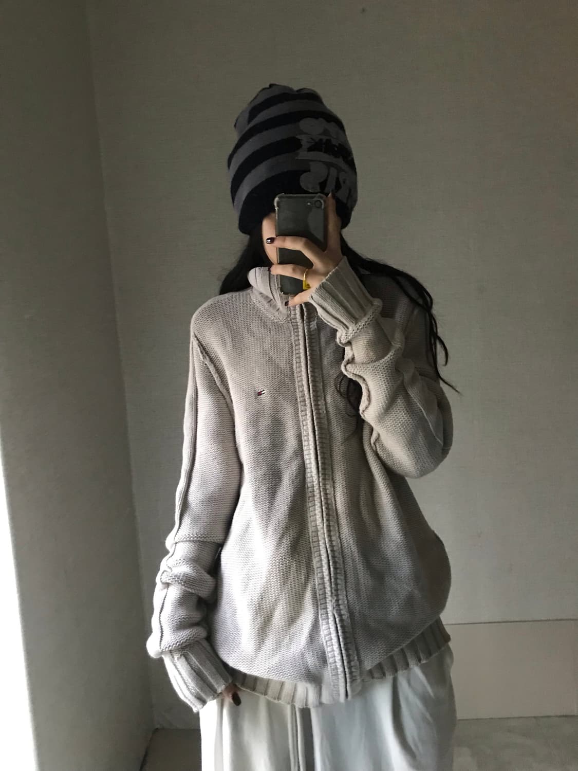 타미힐피거 오트밀 니트집업 상품이미지1