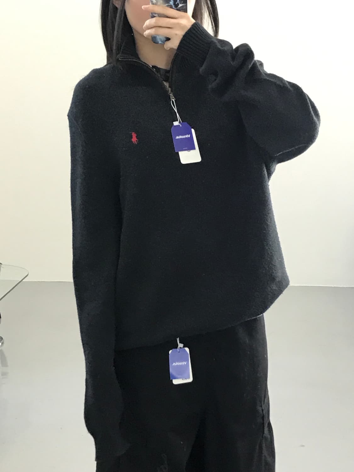  폴로랄프로렌 블랙 반집업 니트 상품이미지3