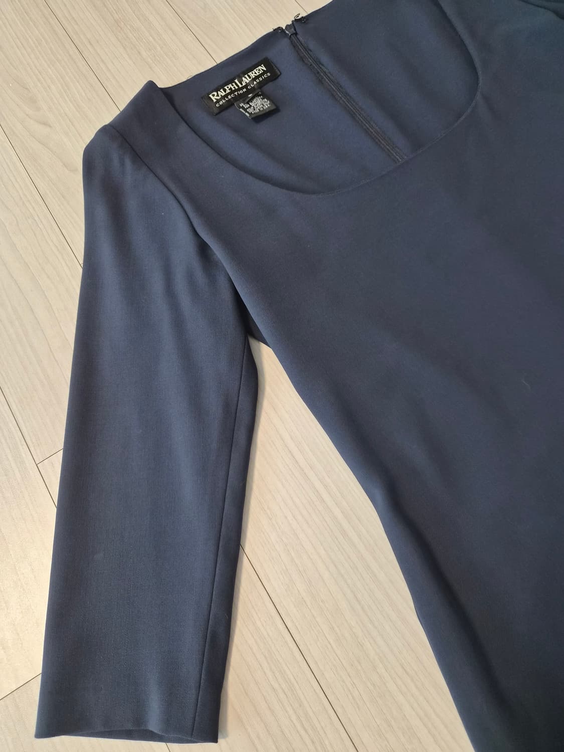 [랄프로렌 컬렉션] 정품 네이비 스퀘어넥 7부 소매 원피스 상품이미지3