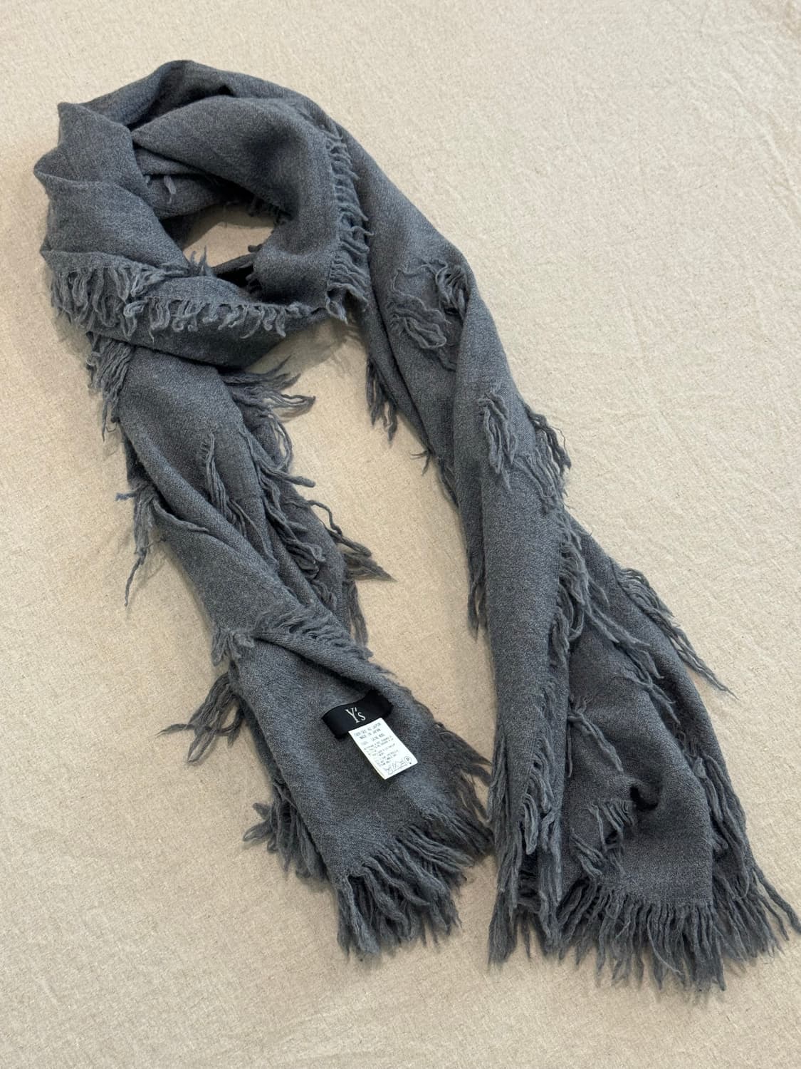 요지야마모토 디스트레스드 울 머플러 상품이미지1