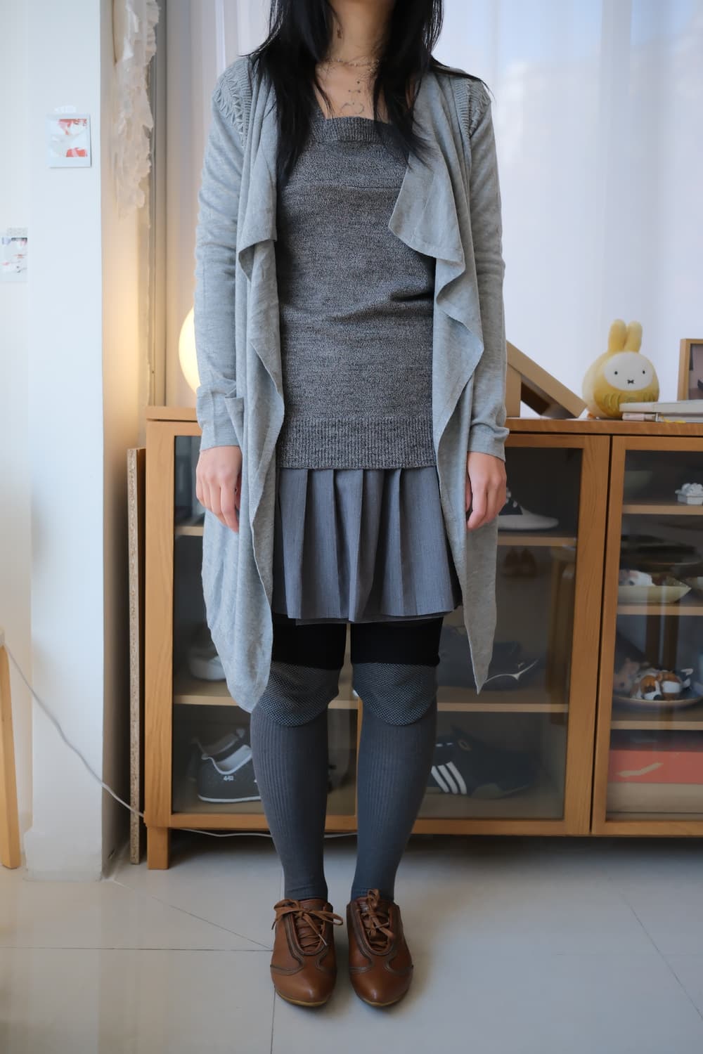 Embroidered cashmere drape open cardigan 상품이미지2