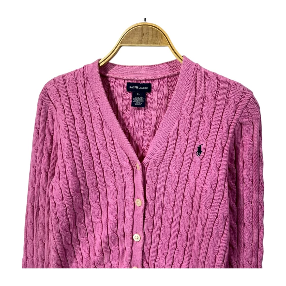 [POLO] 폴로랄프로렌 핑크 꽈배기 니트 가디건 상품이미지2