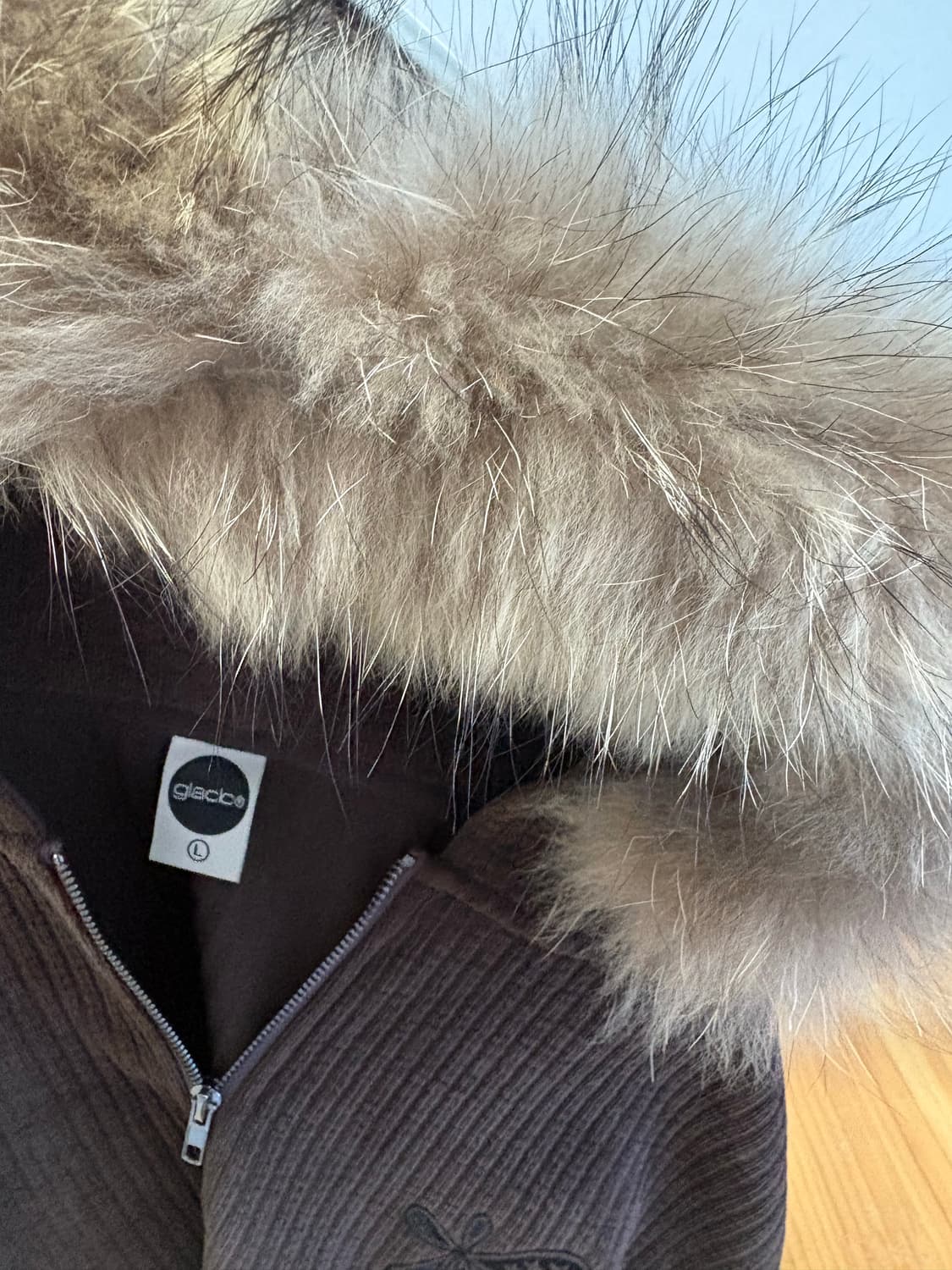 글랙 지꾸 드로플랫 라쿤 퍼 집업 후드 브라운 L 상품이미지9