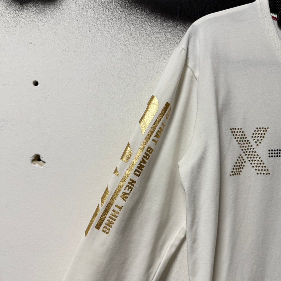 VTG 빈티지 브이넥 비즈 , 풀 프린팅 롱 슬리브 티셔츠 상품이미지5