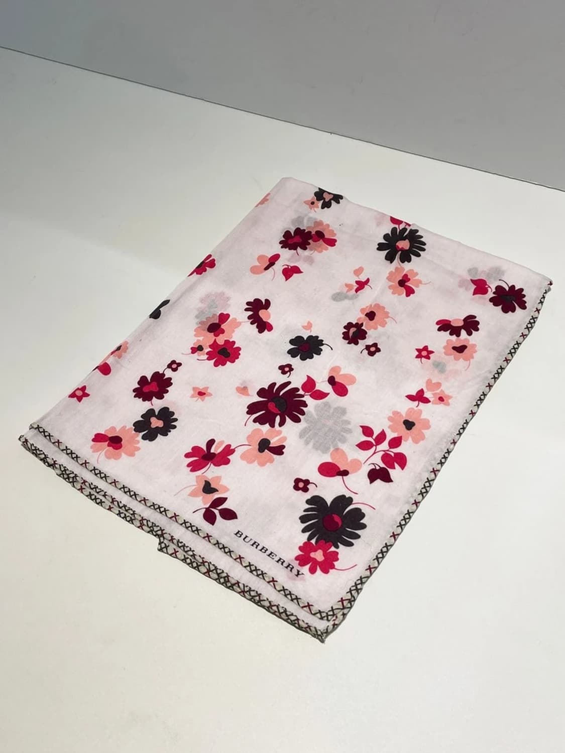 버버리 00s 시그니처 재팬 플라워 패턴 쁘띠 반다나 손수건 A1215 상품이미지3