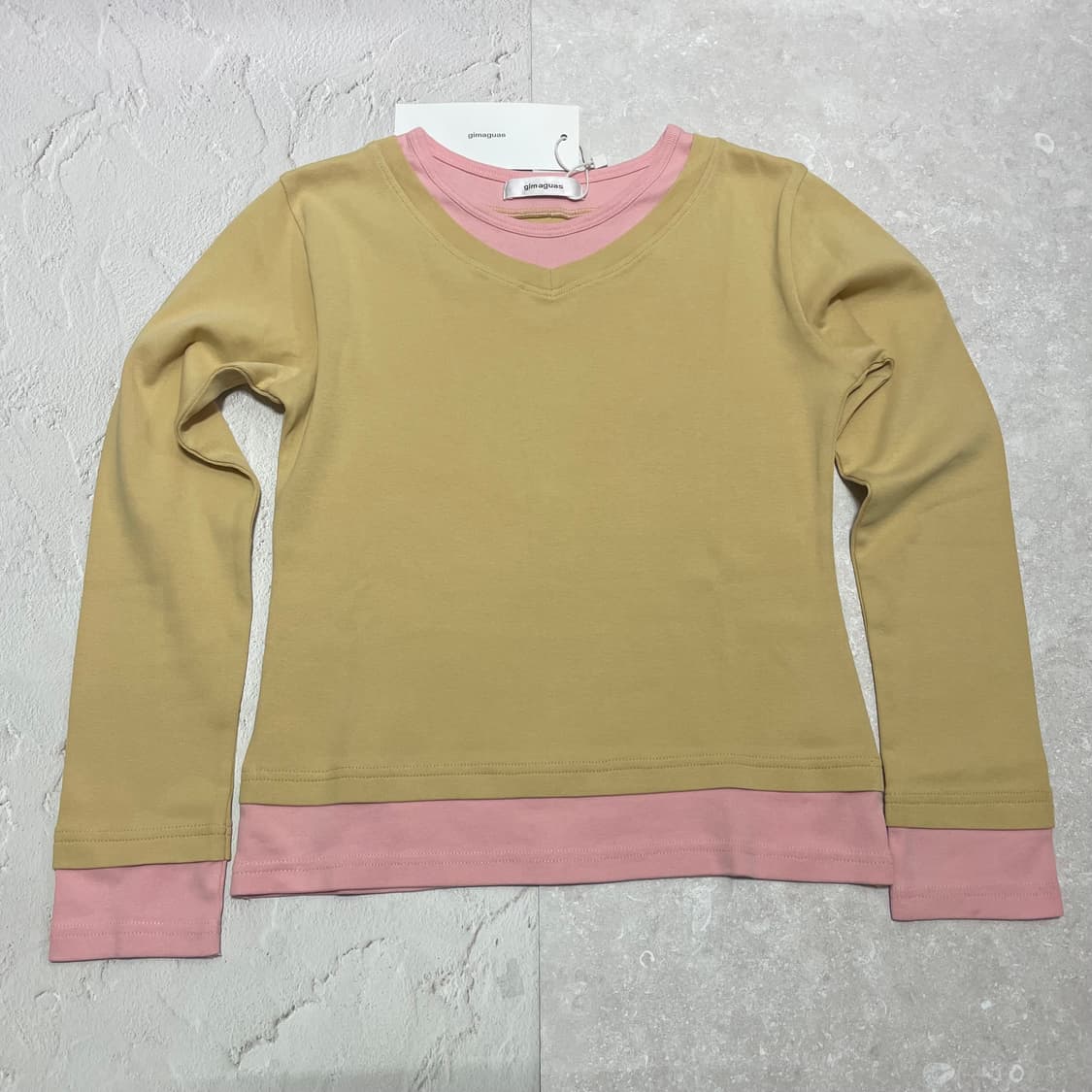 [S,M] 기마구아스 Samm 레이어드 롱슬리브 옐로우 핑크 상품이미지1