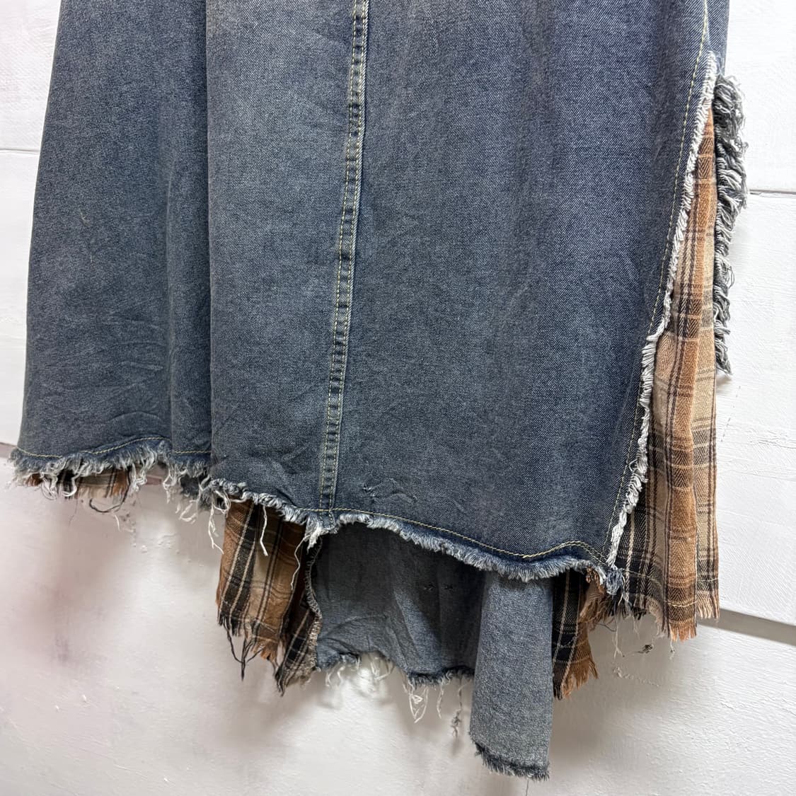 데님 패치워크 데미지 그런지 히피 롱 스커트 JPN 상품이미지6