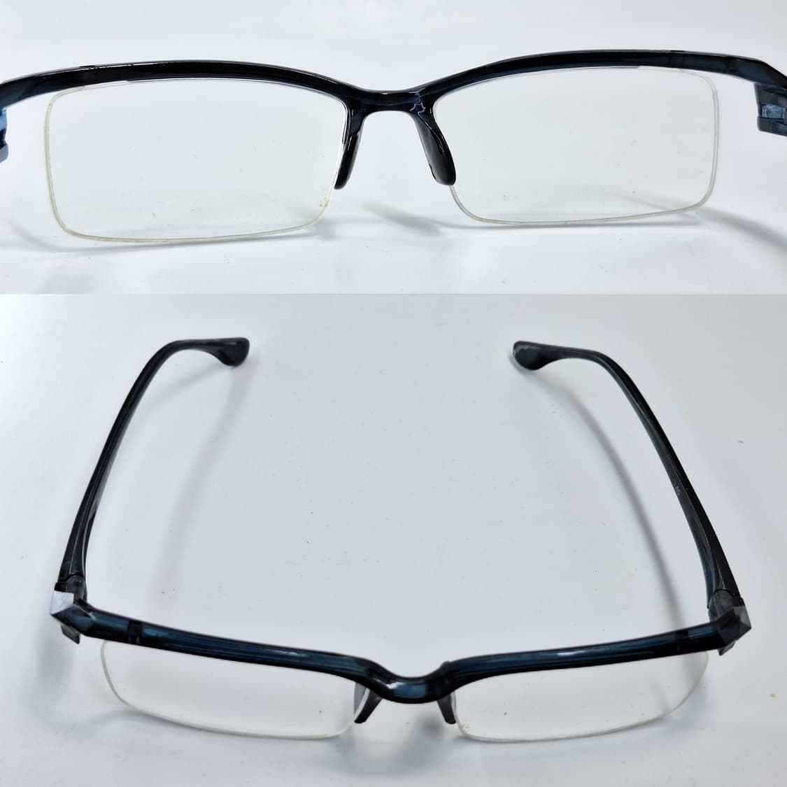 00s 일본 빈티지/4EX 네이비 블랙 라이너 반무테 안경 빅사이즈  상품이미지8