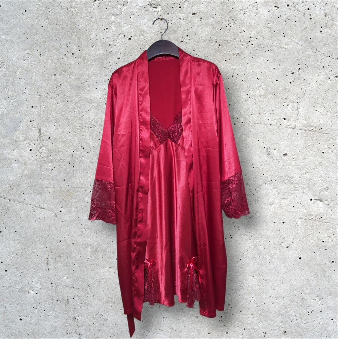 실크 슬립 원피스 가운 세트 (95/M) 상품이미지1