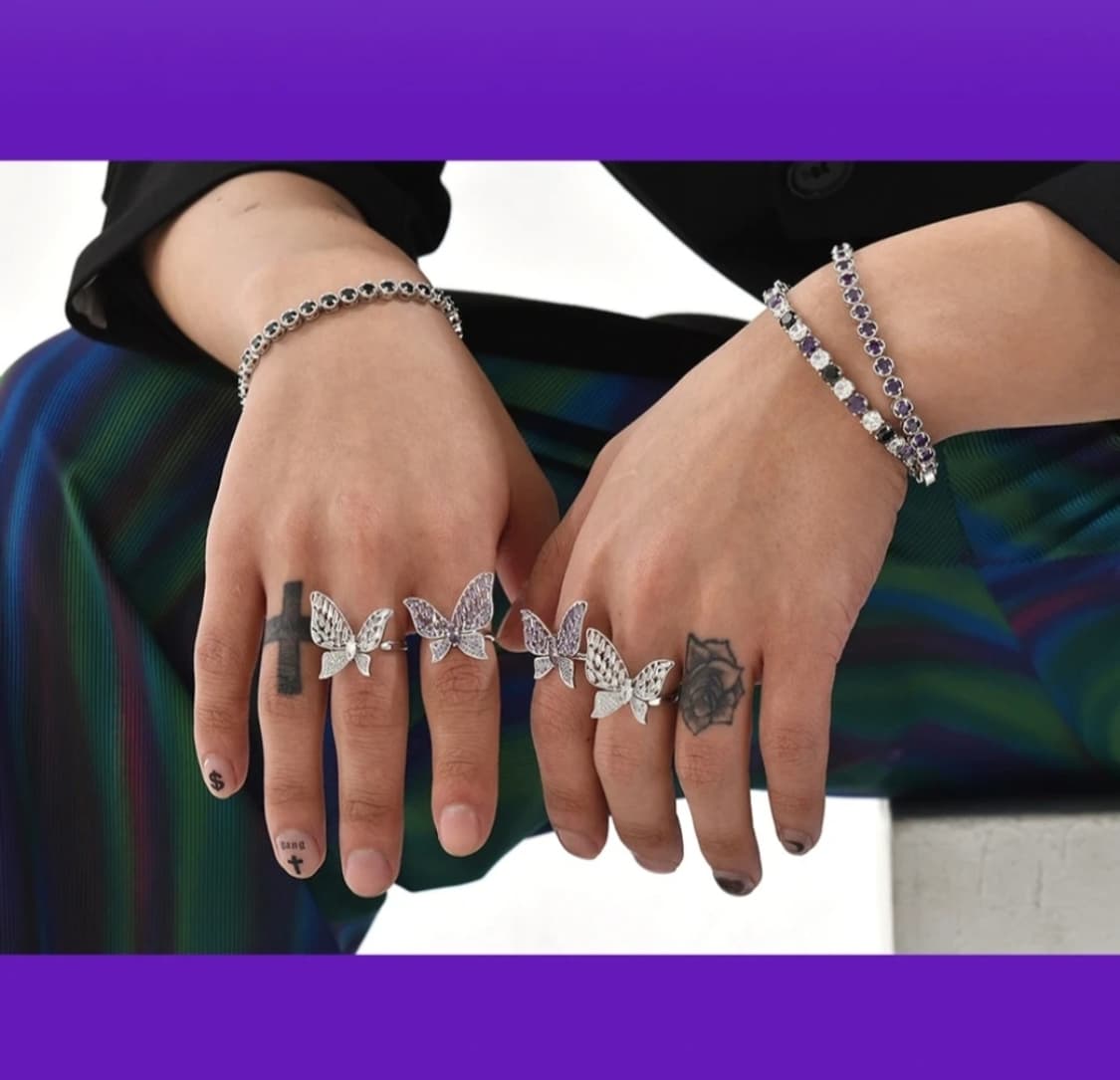 미착용) 버터플라이 반지 퍼플 상품이미지1