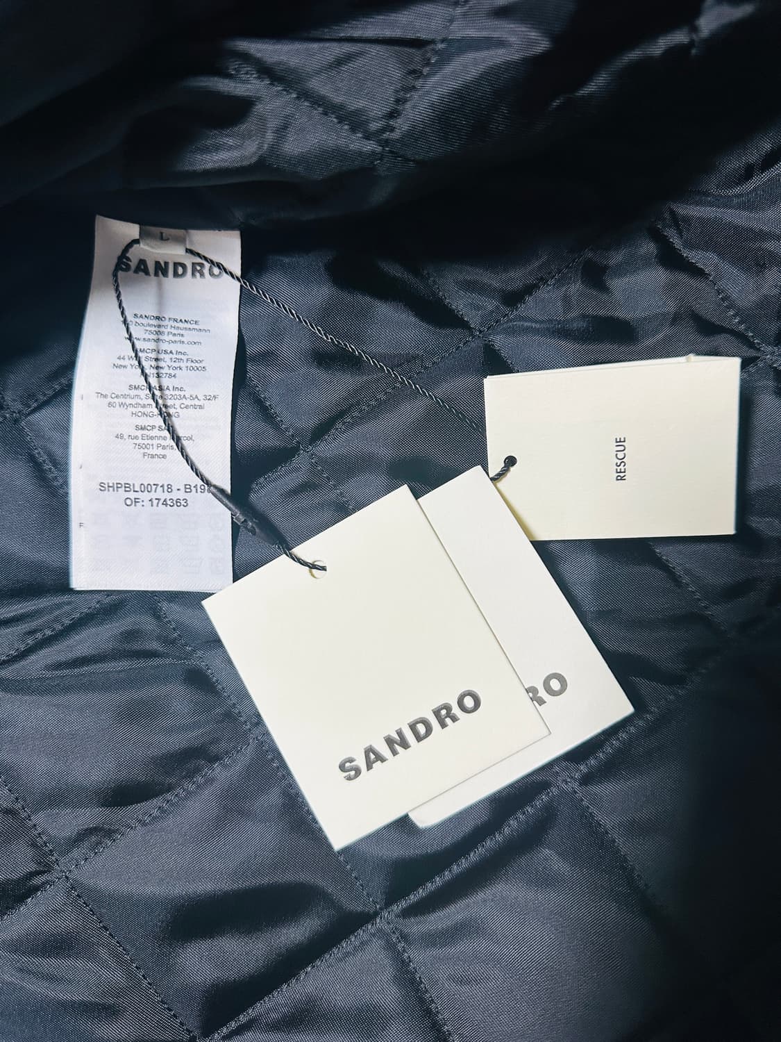 [L] 산드로 남자 체크 퀼팅 누빔 셔츠 자켓 블랙 상품이미지9