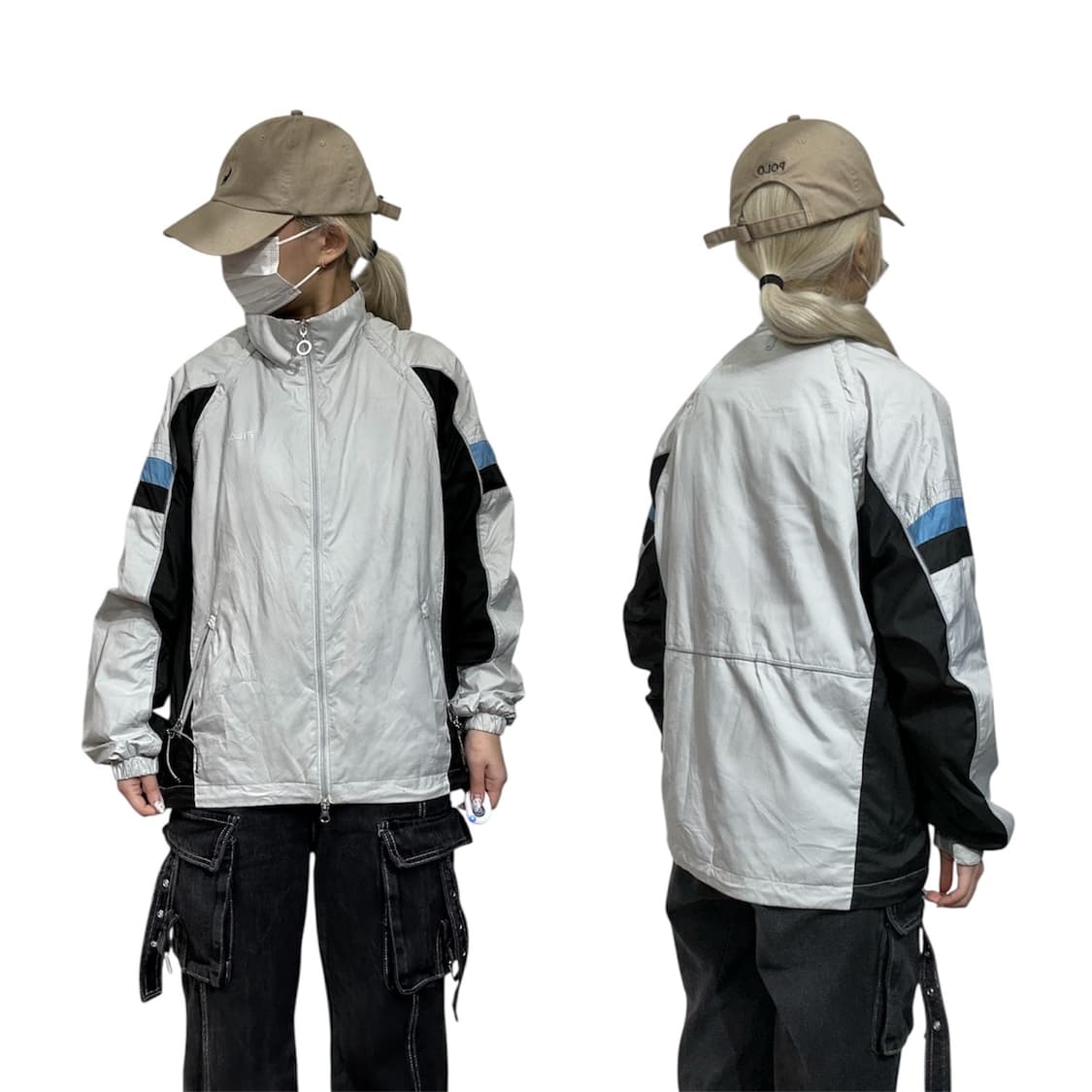 휠라 그레이 올드스쿨 오버핏 바람막이 자켓 L 상품이미지1