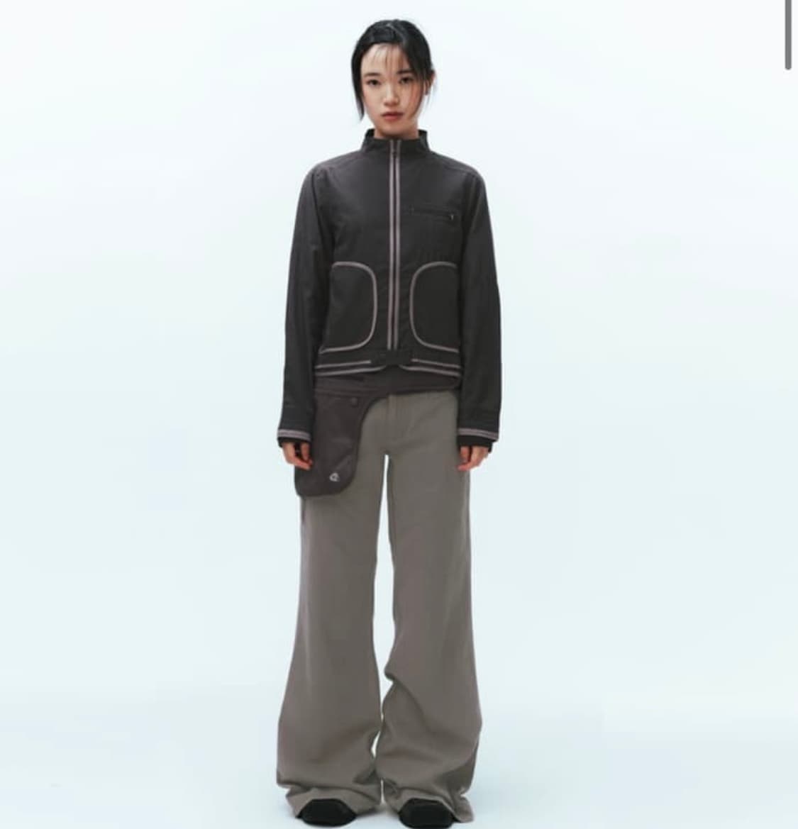 스트라이프 로우라이즈 팬츠 베이지 상품이미지2