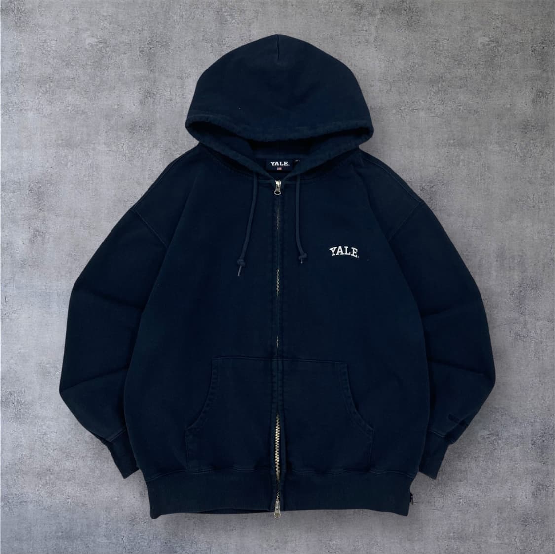 예일 스몰 로고 네이비 후드 집업 상품이미지1