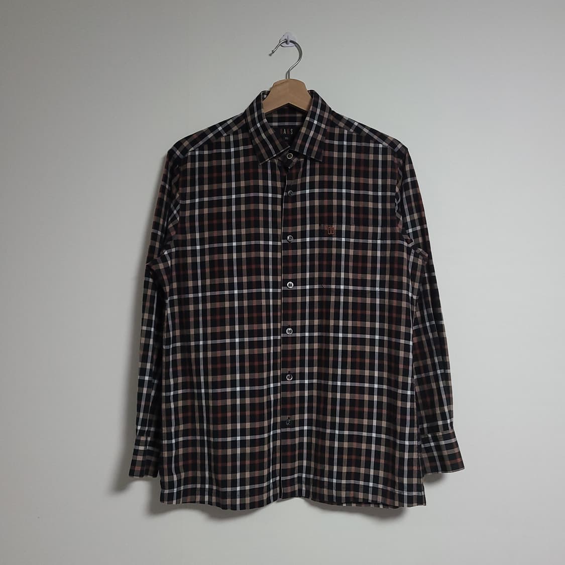 (95) DAKS 닥스 체크 셔츠 남방 다크 브라운 상품이미지1