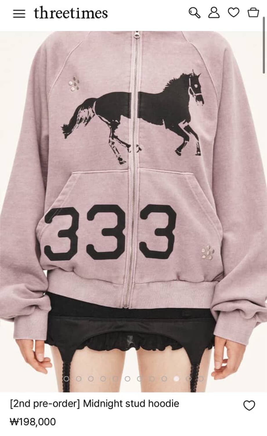 쓰리타임즈 Midnight stud hoodie  상품이미지1