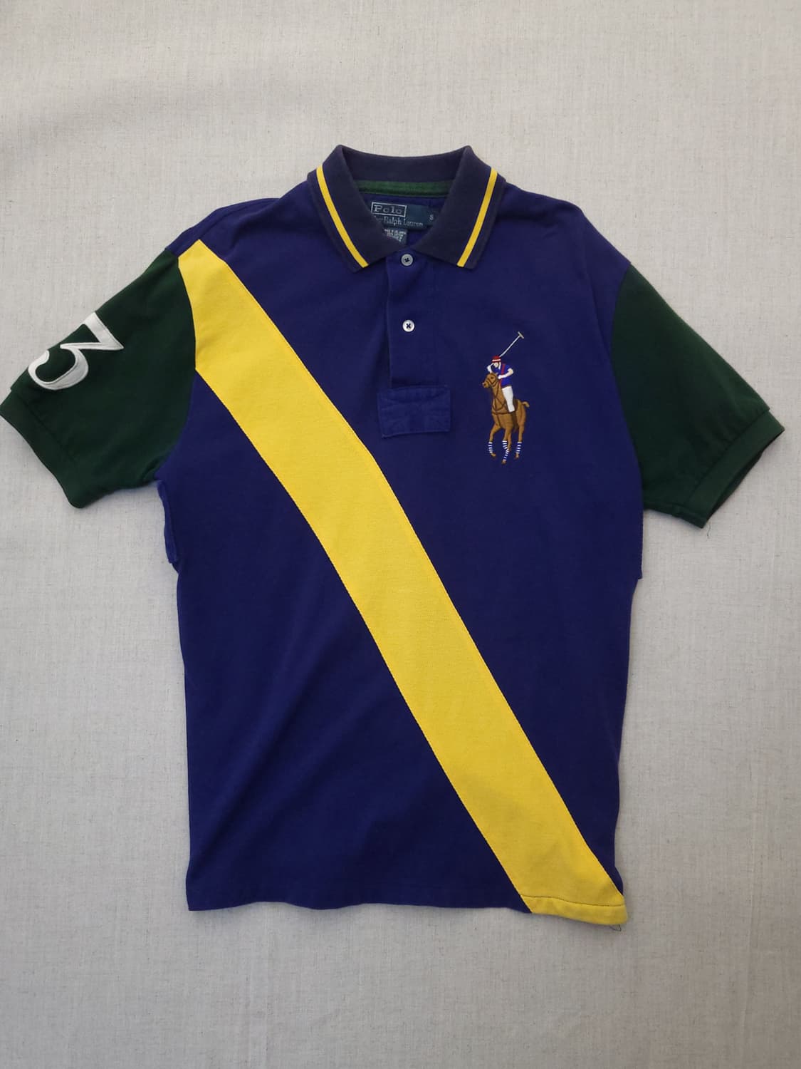 폴로 랄프로렌 컬러블럭 반팔 카라티 s 상품이미지1