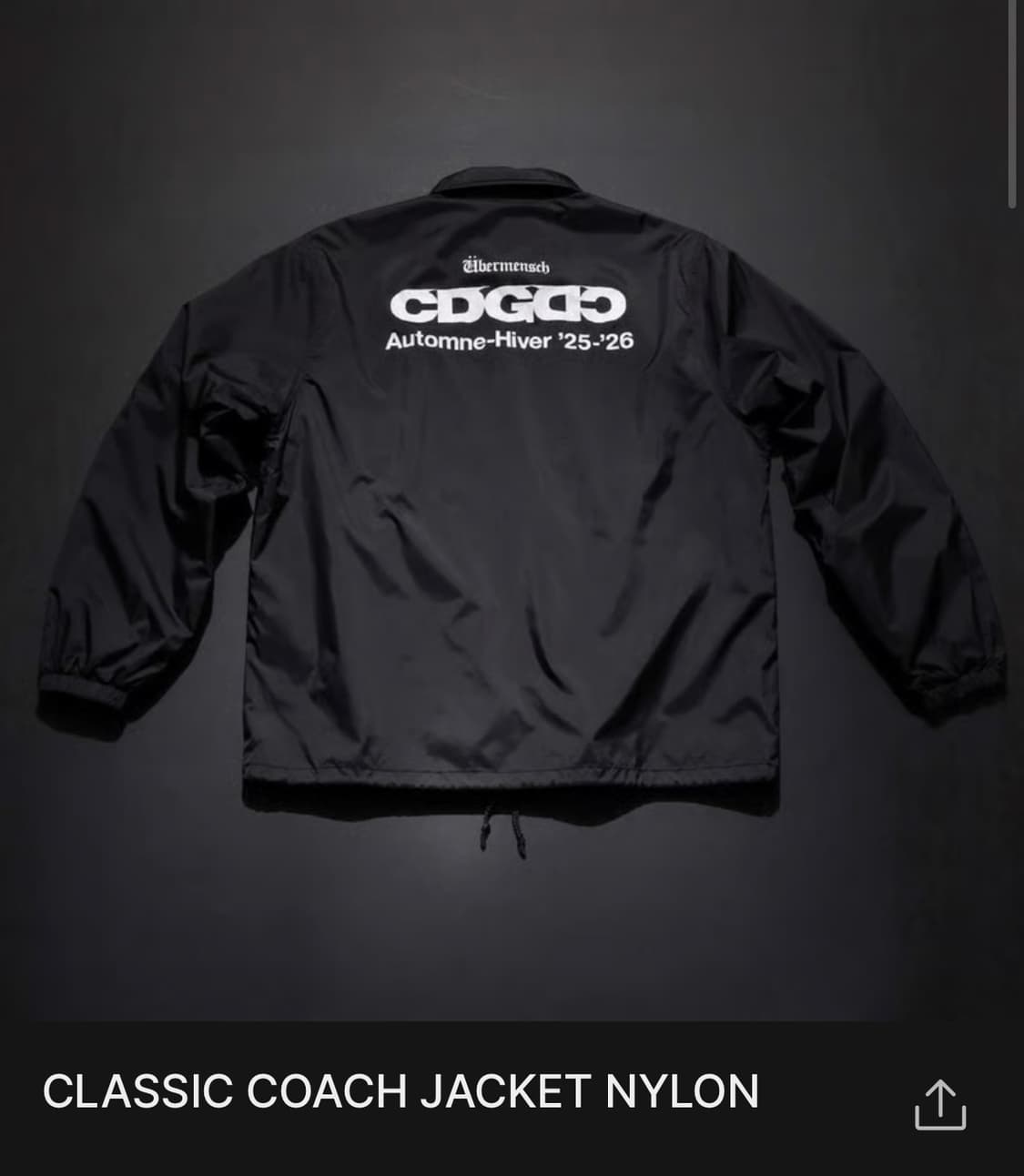 지드래곤 위버맨쉬 X CDG 콜라보 코치자켓 블랙 상품이미지1