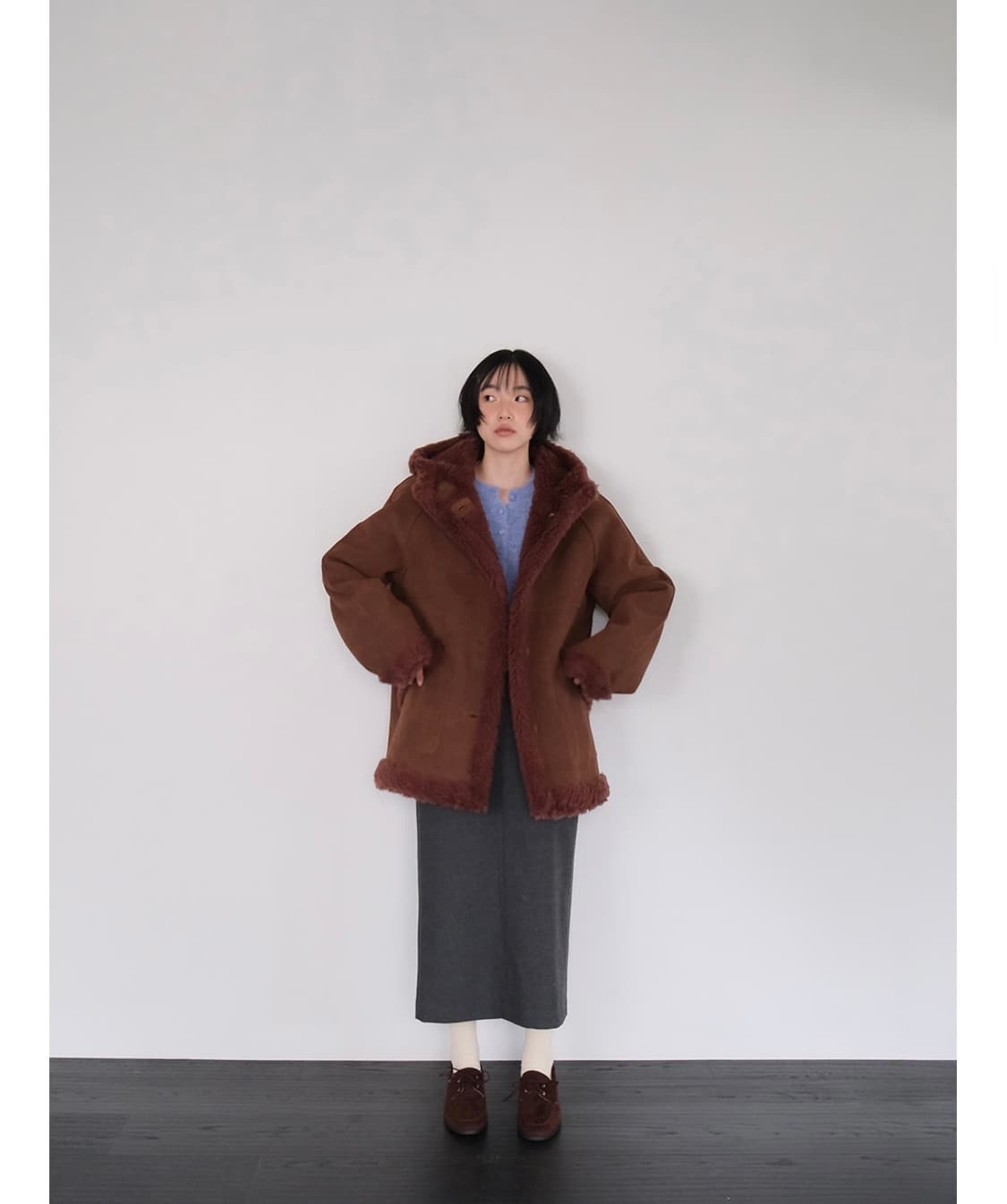 모의 시어링 리버시블 무스탕(브라운) 상품이미지1