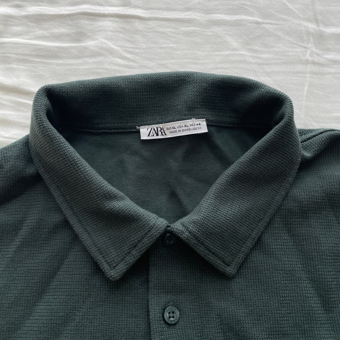 ZARA 와플 스트럭처 폴로셔츠 그린 XL 상품이미지3