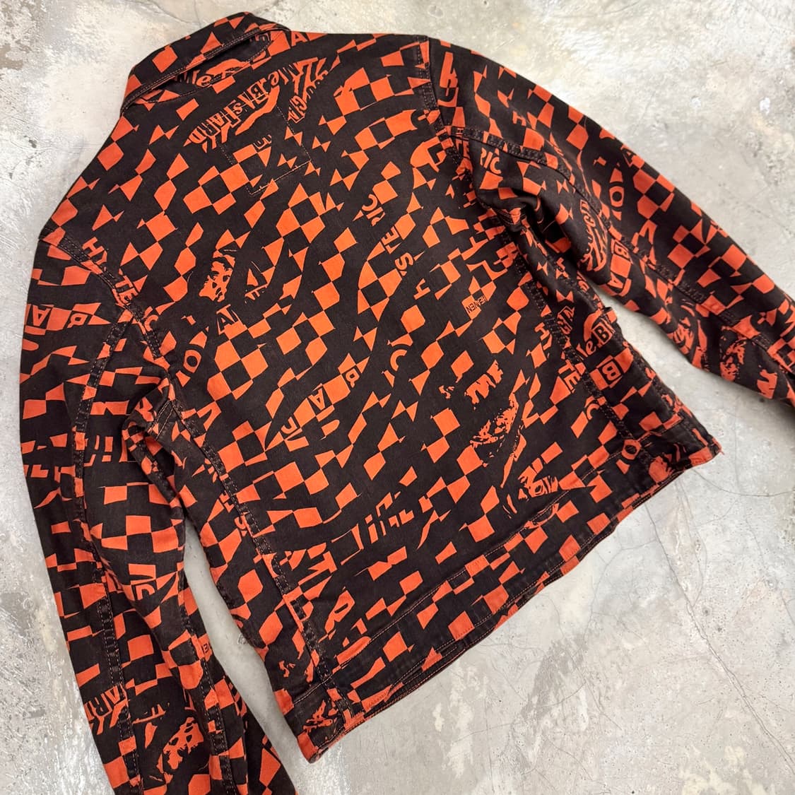 히스테릭글래머 체커보드 지브라 트러커 자켓 오렌지/블랙 상품이미지4