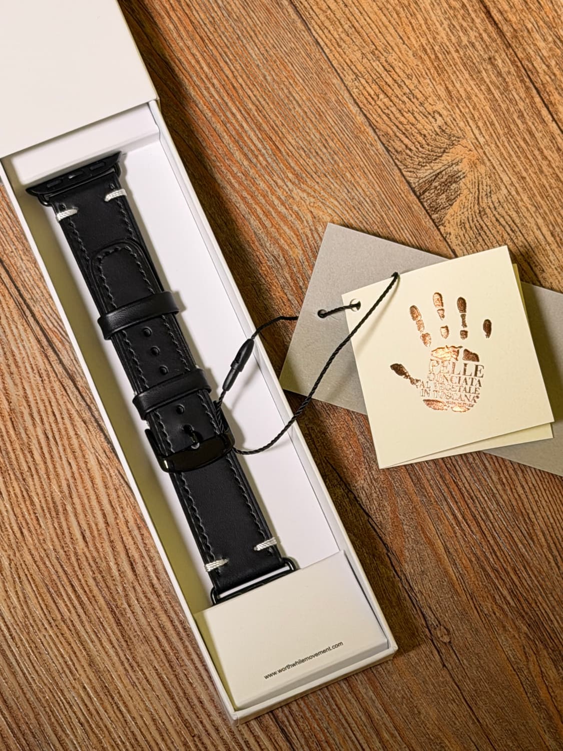 월스와일무브먼트 애플워치 가죽 스트랩 40-42mm 블랙 & 블랙 새상품 상품이미지1