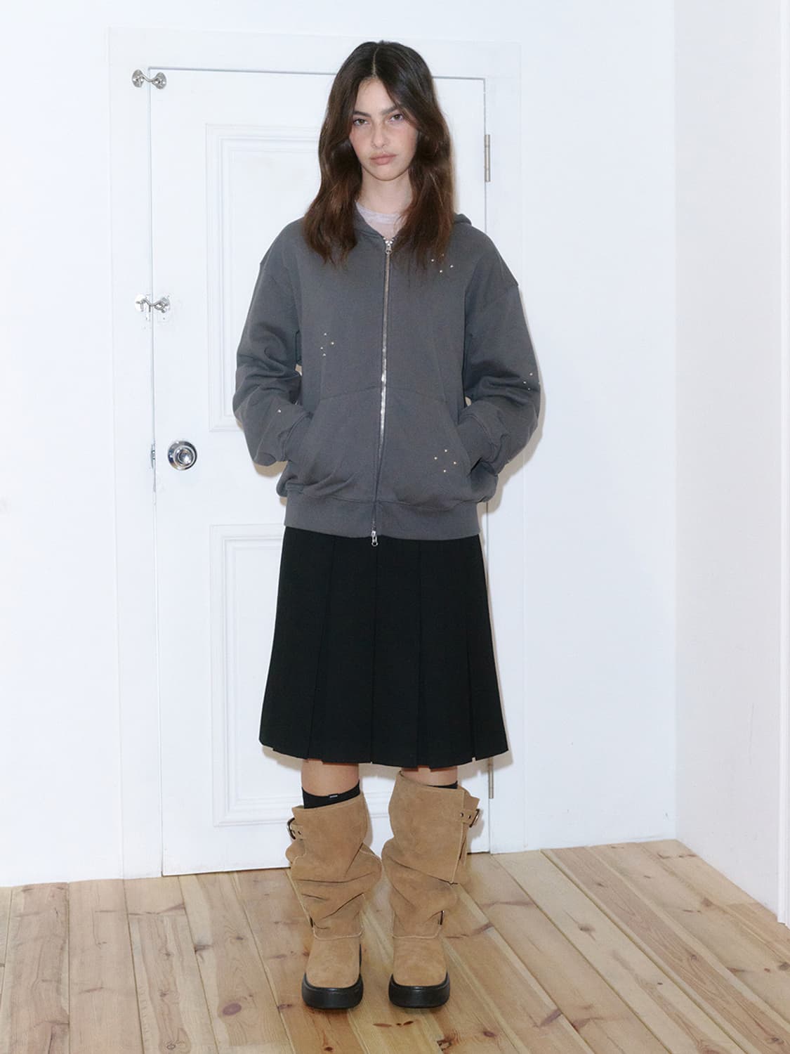 기호 X 기준 Furven 롱 부츠 베이지 상품이미지3