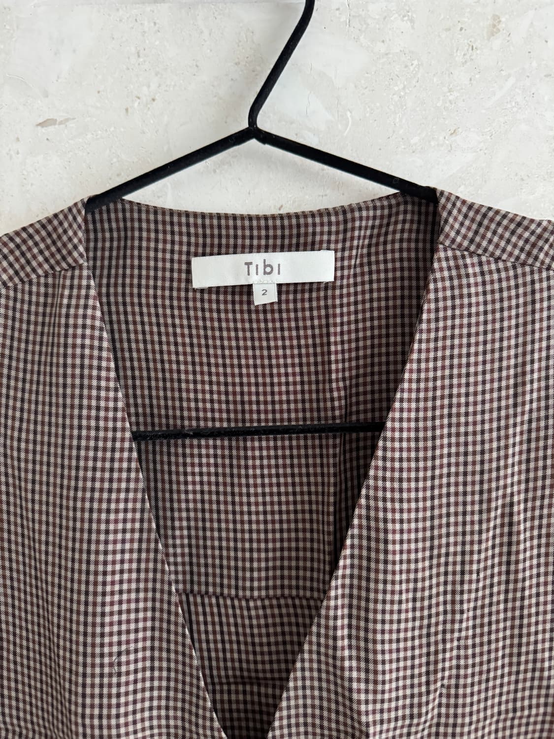 (정가 650$) 티비 Tibi 체크 셔츠 원피스 브라운 사이즈 2/s 상품이미지3