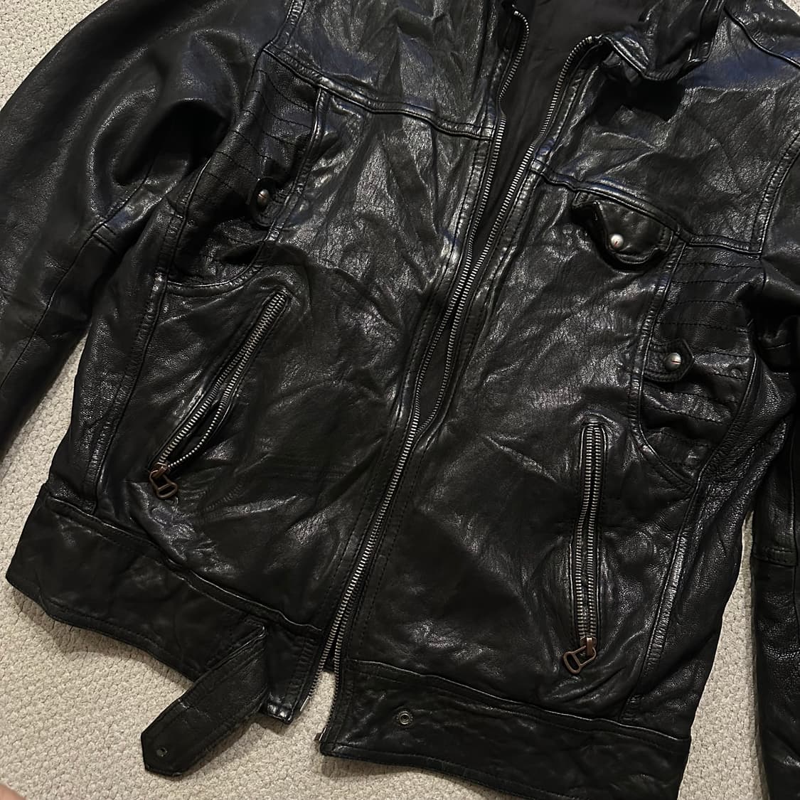 90s HugoBoss 휴고보스 양가죽 레더 자켓 상품이미지3