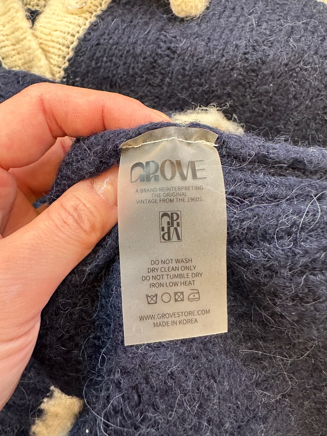 F) grove 그로브 네이비 헤어리 니트 티셔츠 상품이미지5