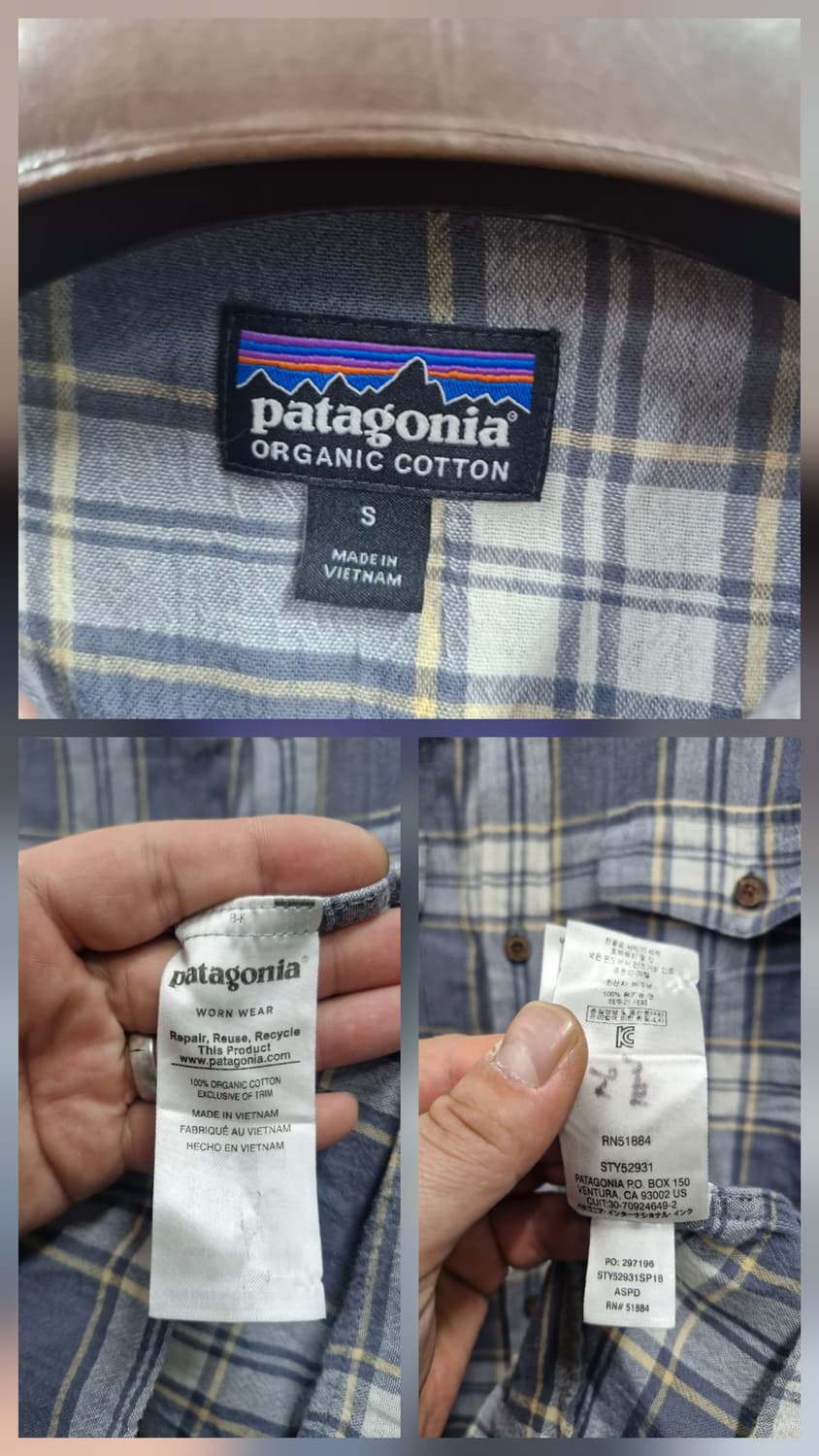 90-95M 파타고니아 체크 카라 반팔티. 상품이미지8