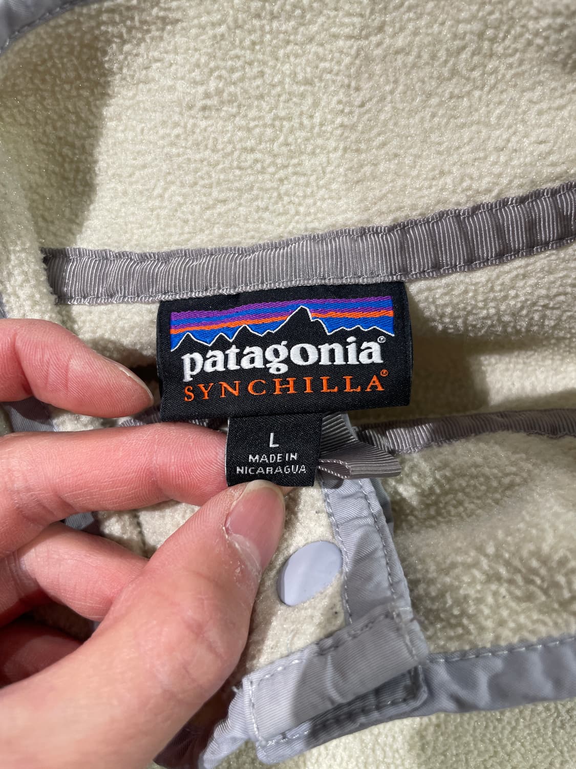 파타고니아 우먼 베이지 앤 화이트 스냅-T 플리스 상품이미지7