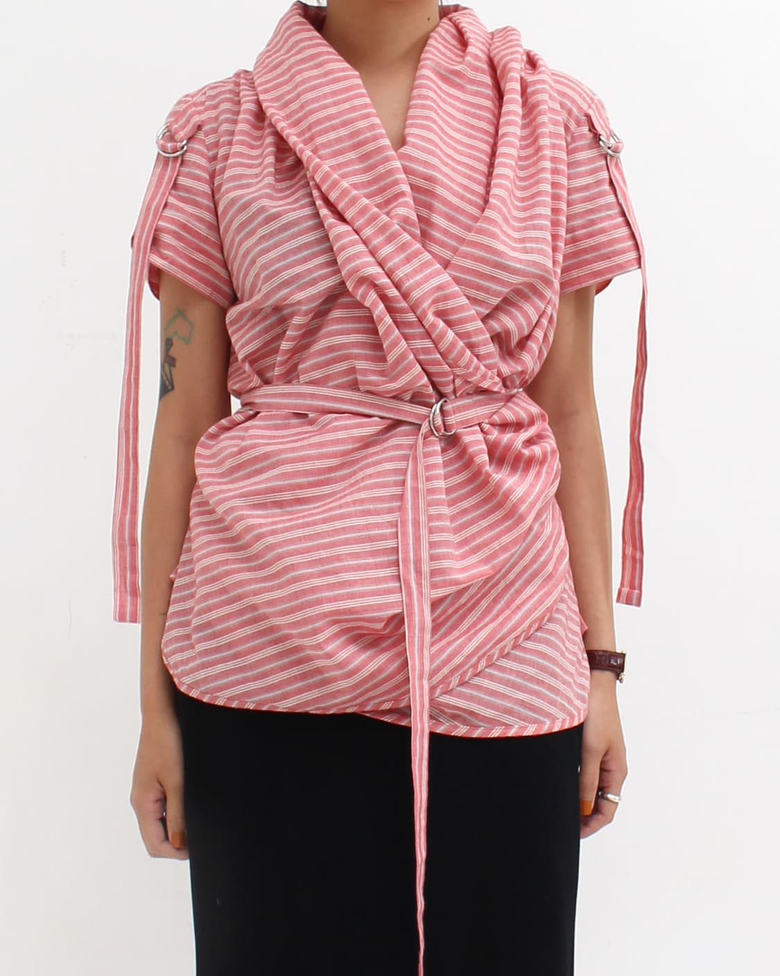 비비안웨스트우드 레드라벨 스트라이프 랩 블라우스 상품이미지8