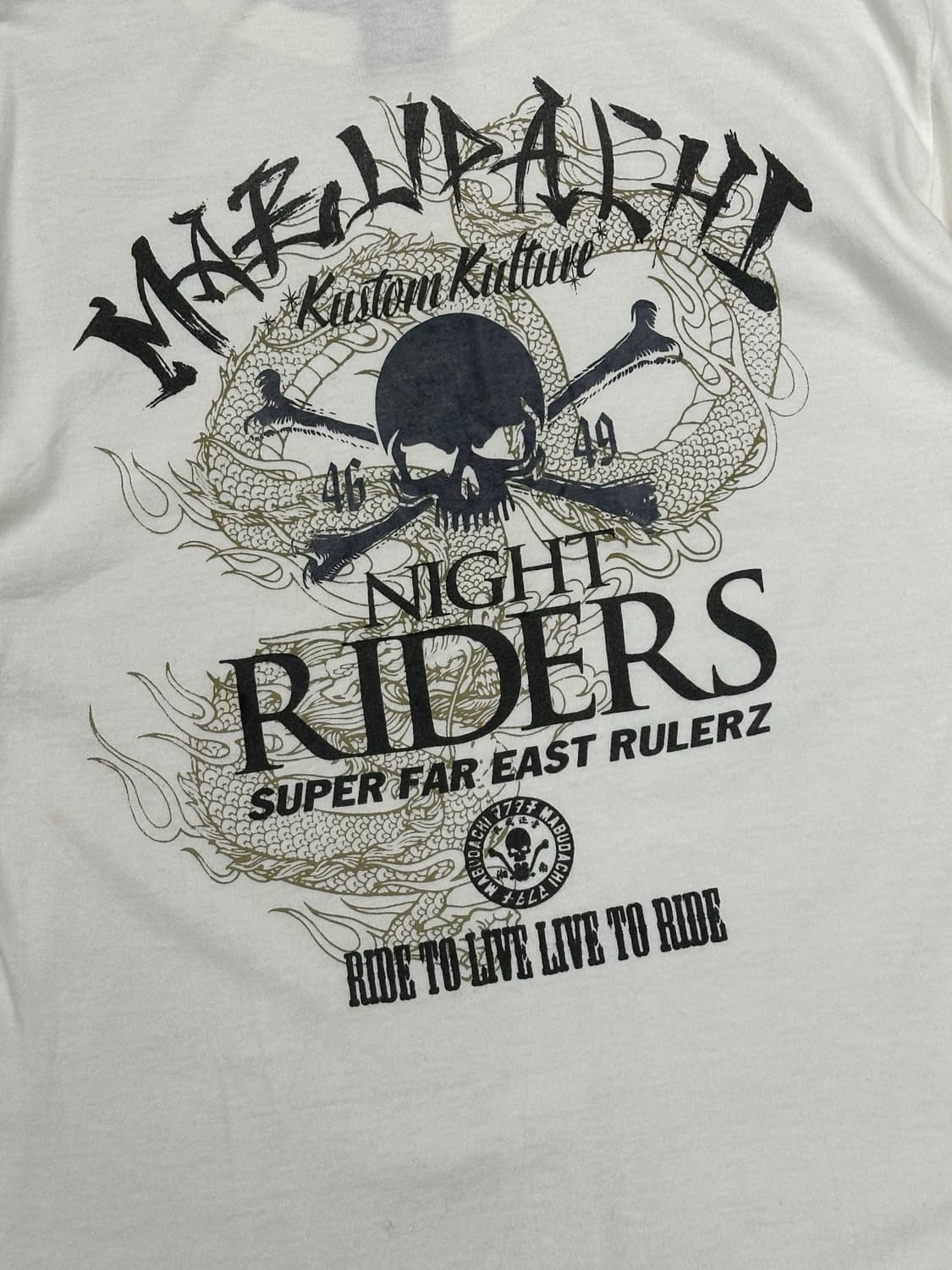 L)Japanese vintage 스컬 그래픽 화이트 라운드 넥 반팔 상품이미지2