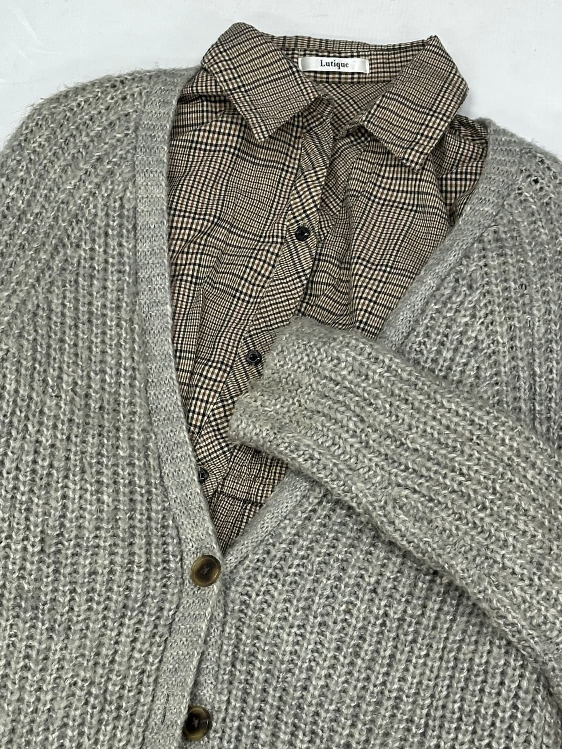 🩶사와코의 원피스 코디세트🩶체크 롱 가디건 플리츠 스커트 그런지 히피 상품이미지3