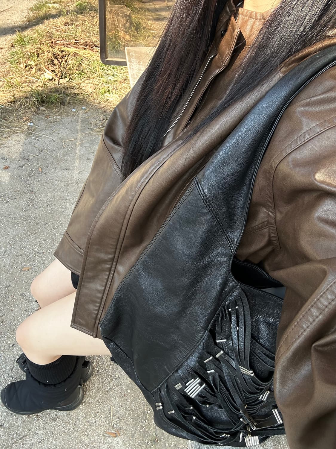 에잇세컨즈 브라운가죽자켓 상품이미지3