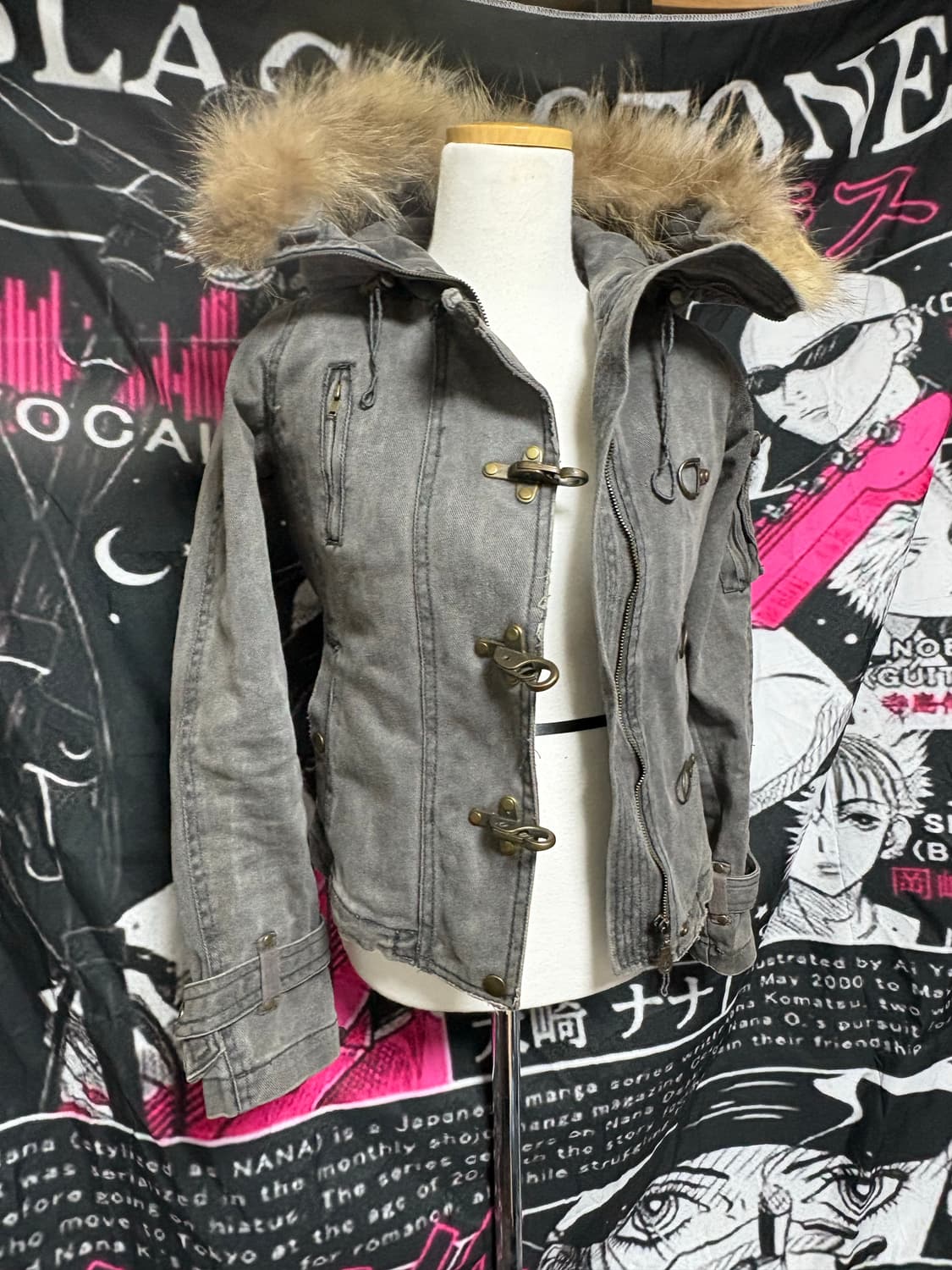 Y2k 갸루 퍼 데님 털자켓 빈티지 상품이미지4