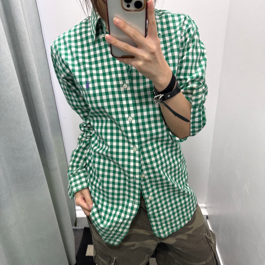 랄프로렌 그린 체크 커스텀핏 셔츠  상품이미지2